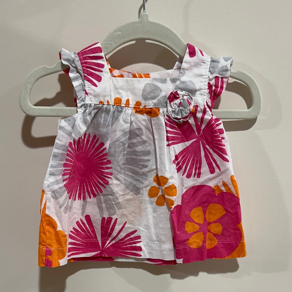 Floral Baby Dress with Pink and Orange Accents